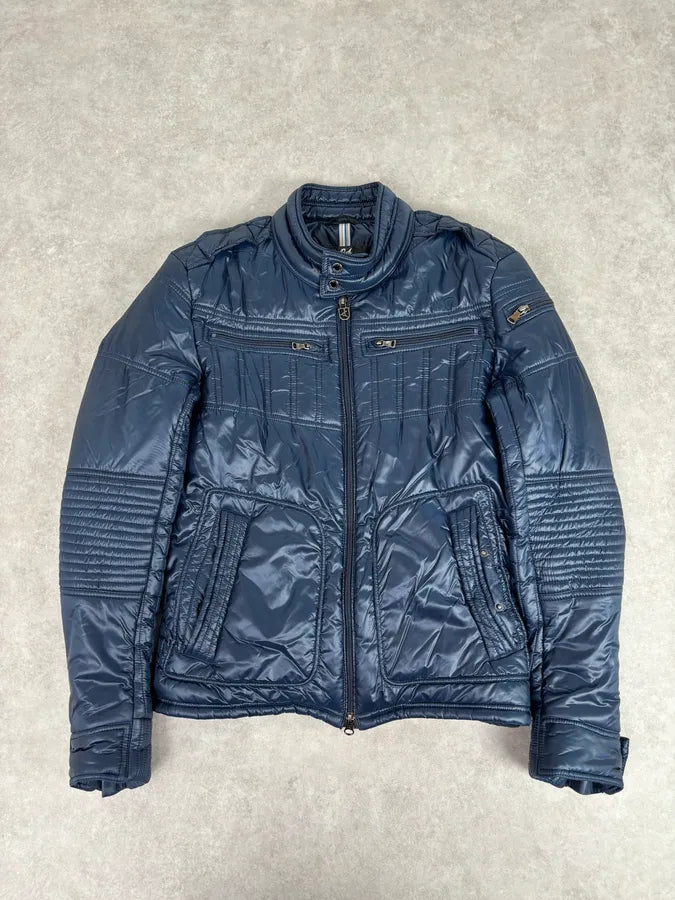 2010s Daniele Alessandrini Navy Puffer Bomber Nylon Quilted Jacket HkyVXyp 2