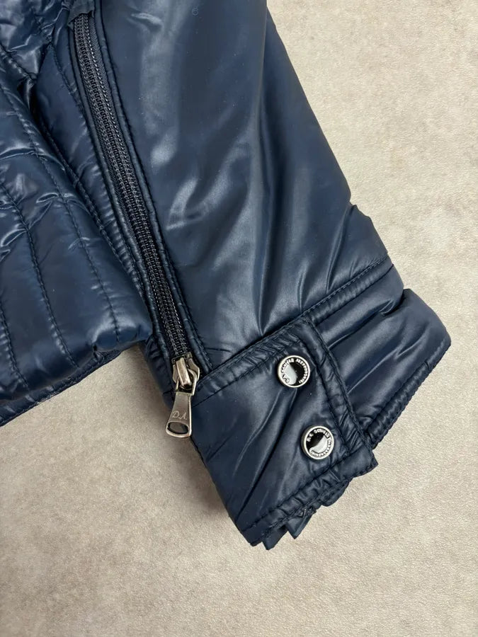 2010s Daniele Alessandrini Navy Puffer Bomber Nylon Quilted Jacket HkyVXyp 12