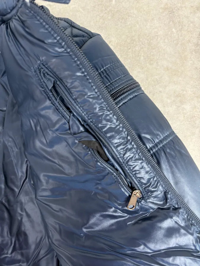 2010s Daniele Alessandrini Navy Puffer Bomber Nylon Quilted Jacket HkyVXyp 10