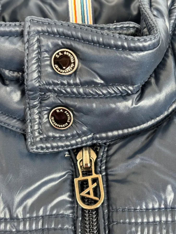 2010s Daniele Alessandrini Navy Puffer Bomber Nylon Quilted Jacket HkyVXyp 8