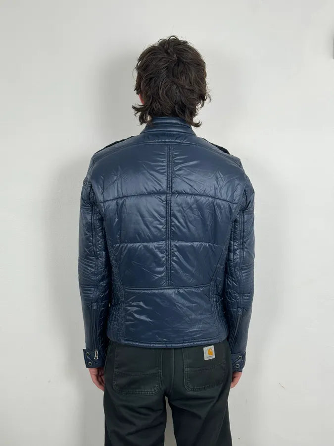 2010s Daniele Alessandrini Navy Puffer Bomber Nylon Quilted Jacket HkyVXyp 2