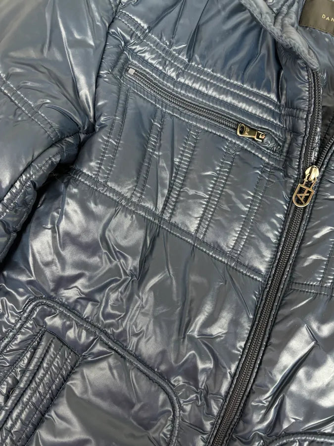2010s Daniele Alessandrini Navy Puffer Bomber Nylon Quilted Jacket HkyVXyp 9