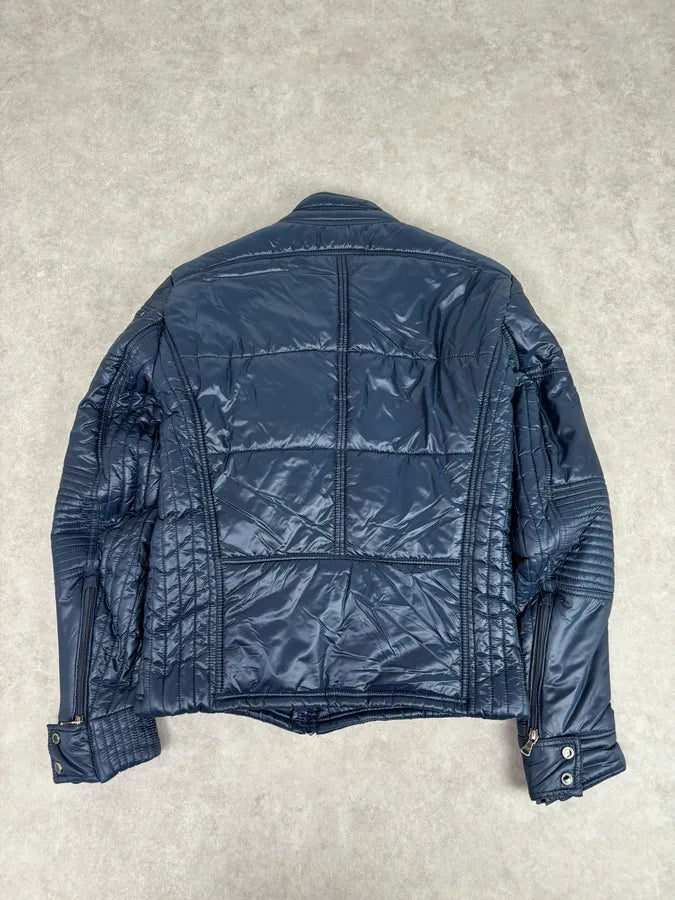 2010s Daniele Alessandrini Navy Puffer Bomber Nylon Quilted Jacket HkyVXyp 5