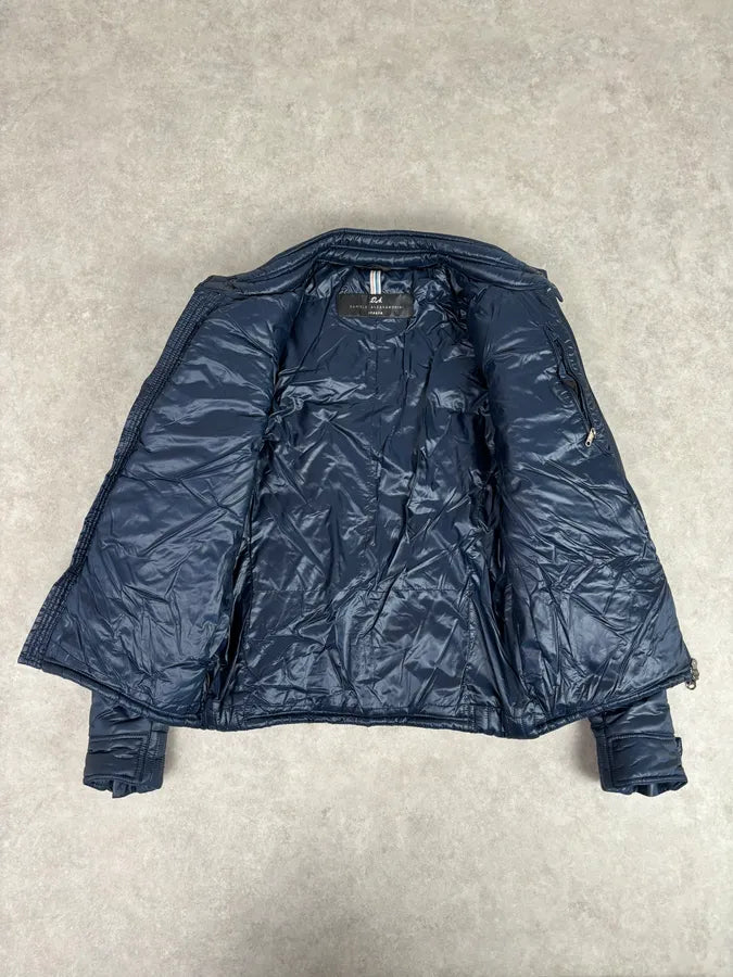 2010s Daniele Alessandrini Navy Puffer Bomber Nylon Quilted Jacket HkyVXyp 7