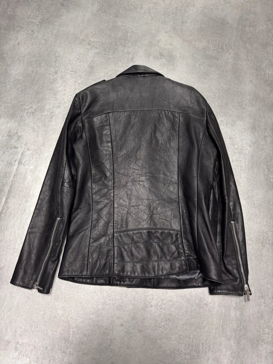 FW2011 Armani x Rihana Moto Black Leather Jacket jslDBBT 2