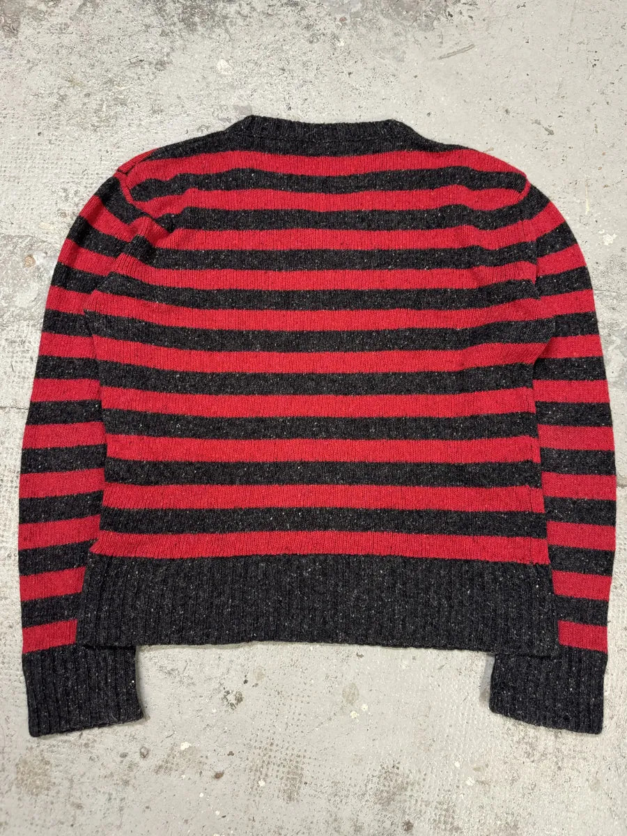 FW2011 Dolce & Gabbana Grey & Red Lines V-Neck Sweater ZFPeOXs 2