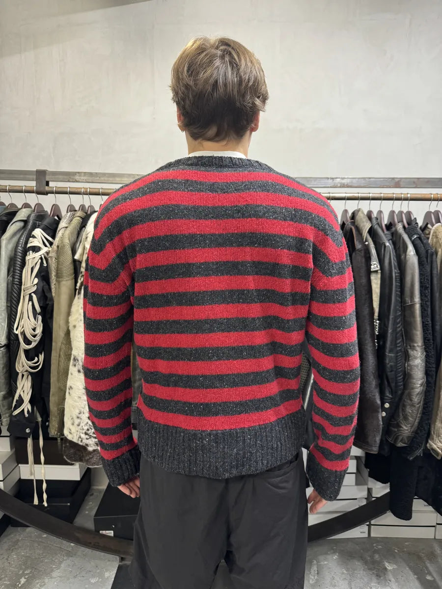 FW2011 Dolce & Gabbana Grey & Red Lines V-Neck Sweater ZFPeOXs 5