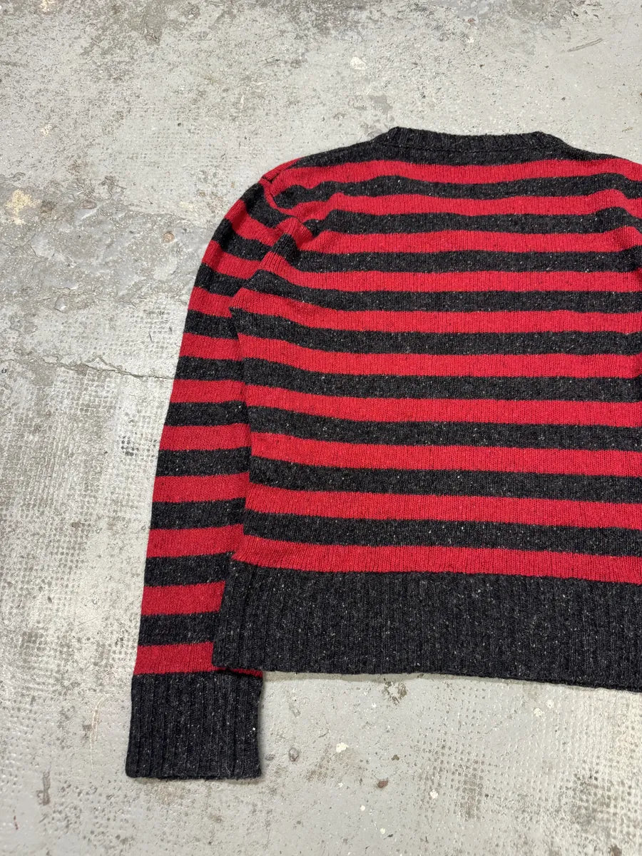 FW2011 Dolce & Gabbana Grey & Red Lines V-Neck Sweater ZFPeOXs 6