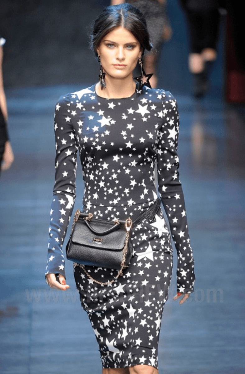 FW2011 Dolce & Gabbana Pleated Star Black Dress (S/M) KTOhquh 1