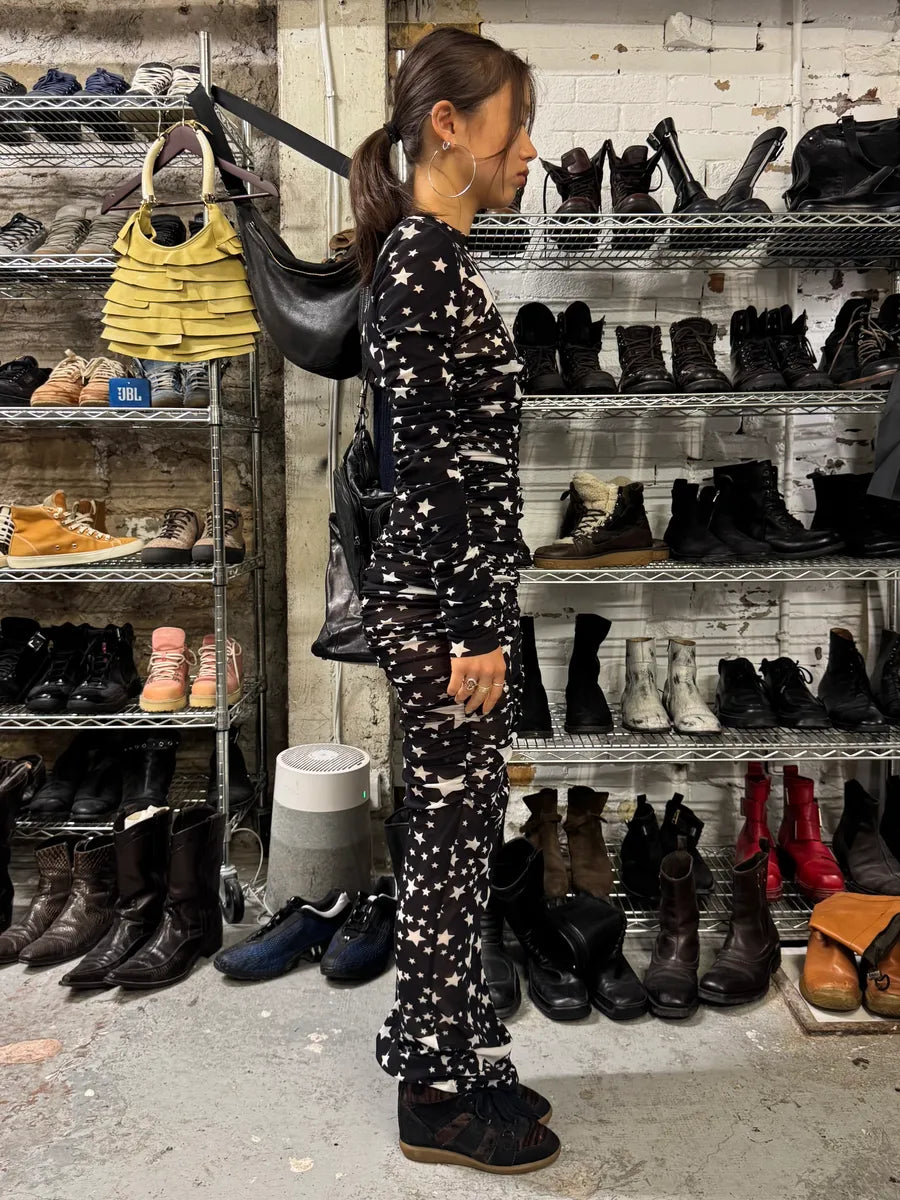 FW2011 Dolce & Gabbana Pleated Star Black Dress (S/M) KTOhquh 3