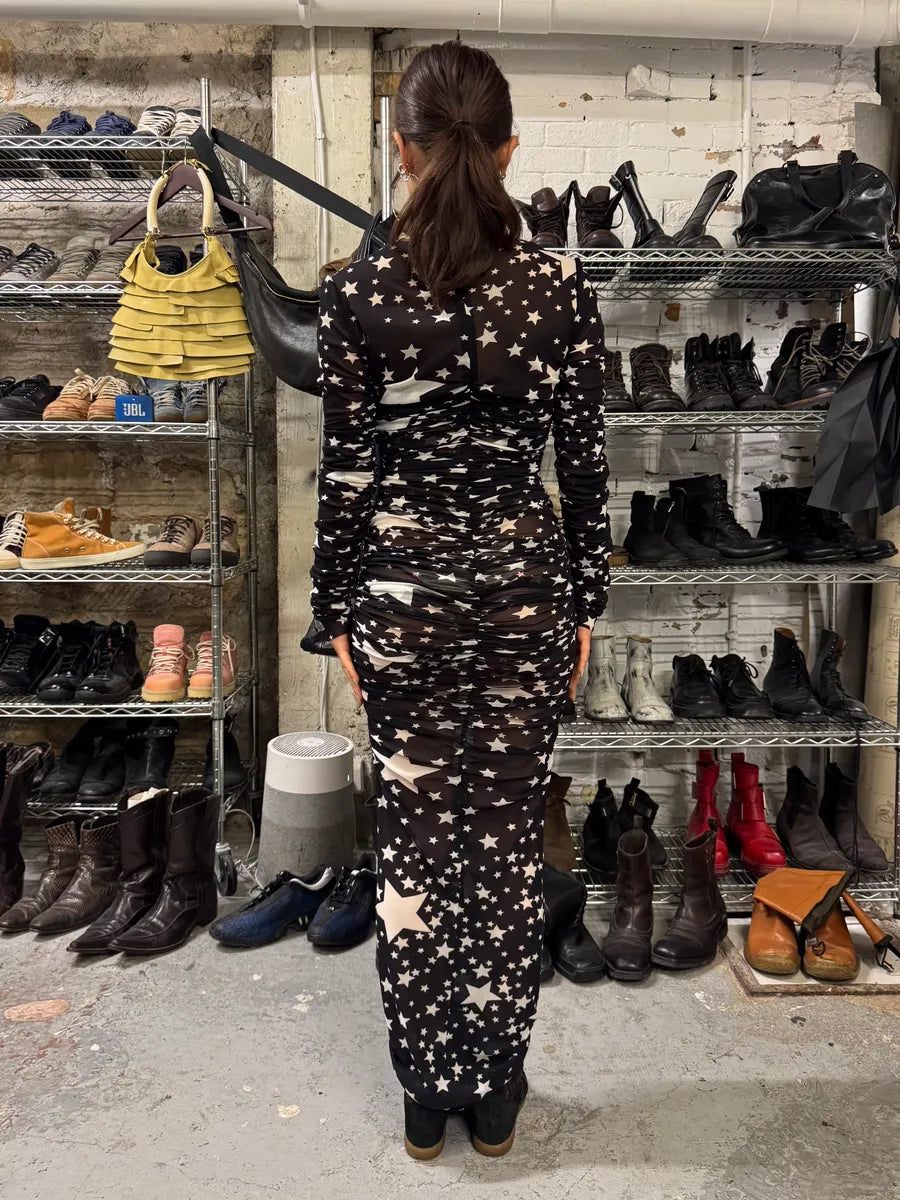 FW2011 Dolce & Gabbana Pleated Star Black Dress (S/M) KTOhquh 4