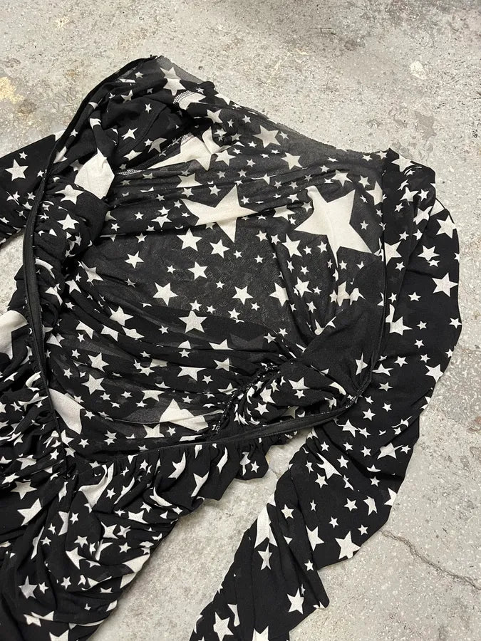 FW2011 Dolce & Gabbana Pleated Star Black Dress (S/M) KTOhquh 9