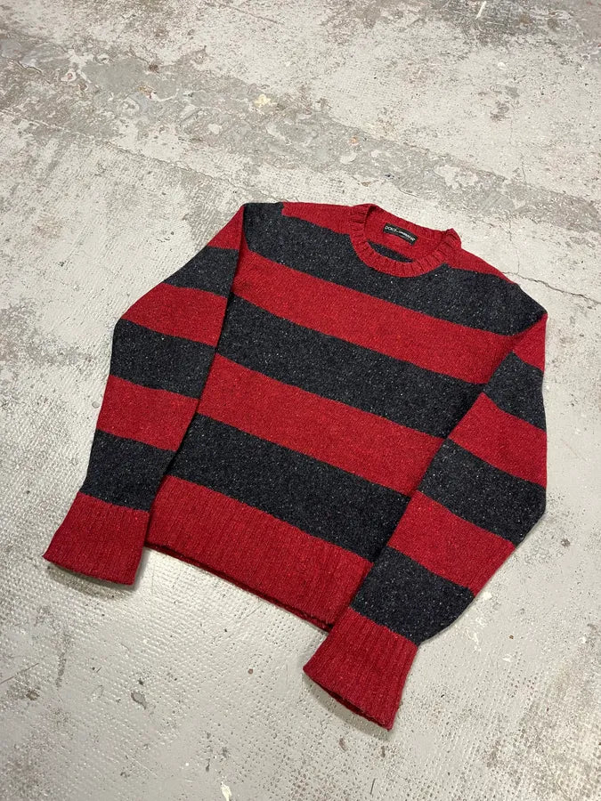 FW2011 Dolce & Gabbana Red & Grey Stripes Wool Sweater xLPlffo 3