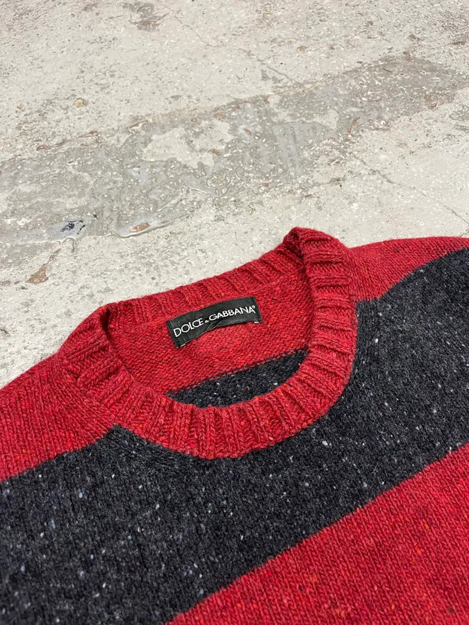 FW2011 Dolce & Gabbana Red & Grey Stripes Wool Sweater xLPlffo 4