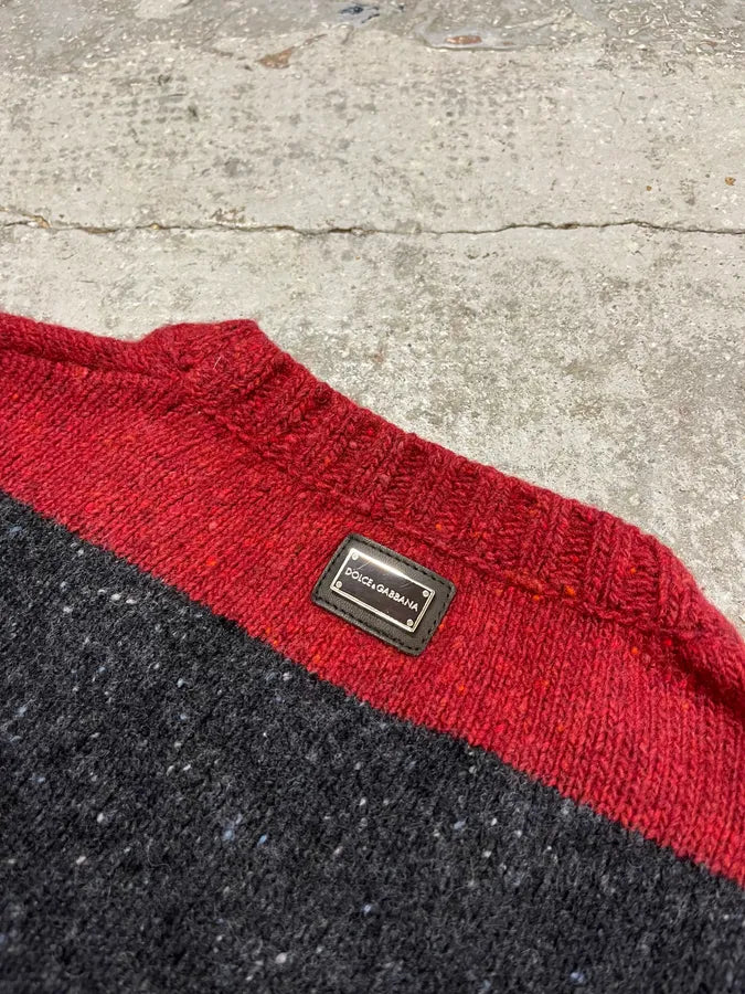 FW2011 Dolce & Gabbana Red & Grey Stripes Wool Sweater xLPlffo 7