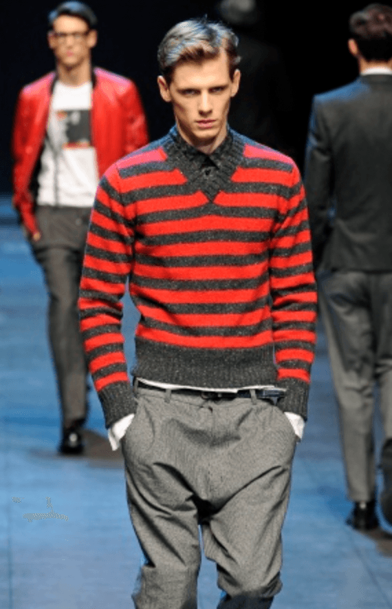 FW2011 Dolce & Gabbana Red & Grey Wool Striped Sweater ZNMfxFN 0