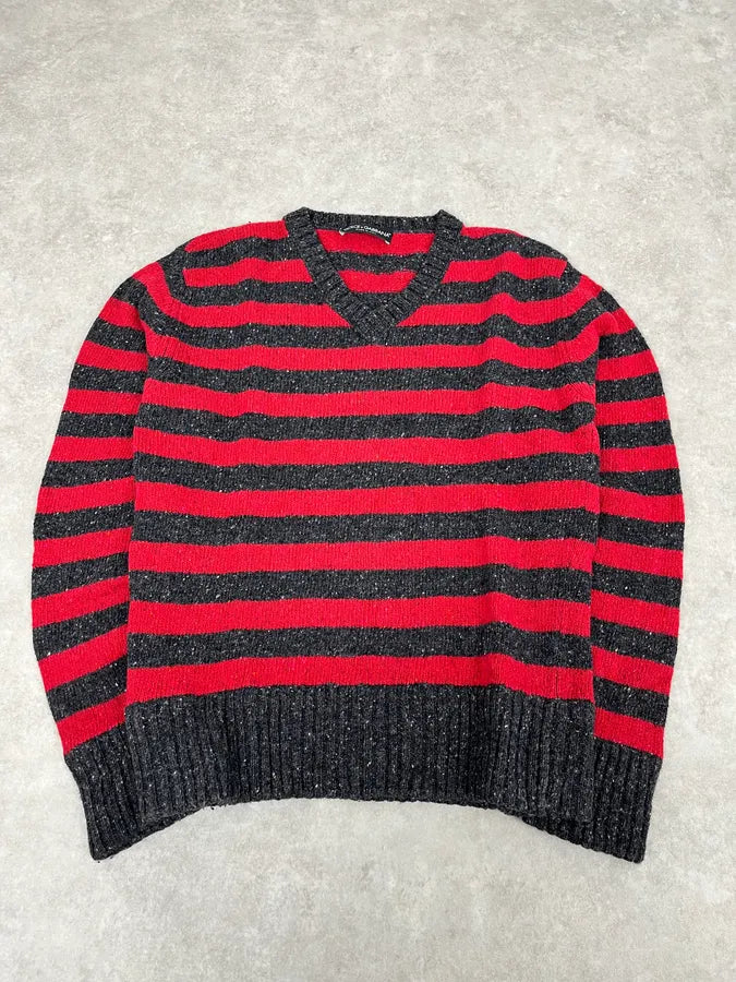 FW2011 Dolce & Gabbana Red & Grey Wool Striped Sweater ZNMfxFN 1