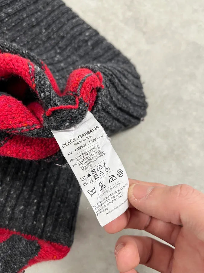 FW2011 Dolce & Gabbana Red & Grey Wool Striped Sweater ZNMfxFN 10