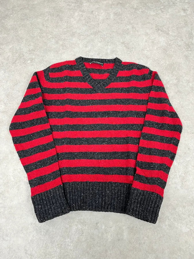FW2011 Dolce & Gabbana Red & Grey Wool Striped Sweater ZNMfxFN 4