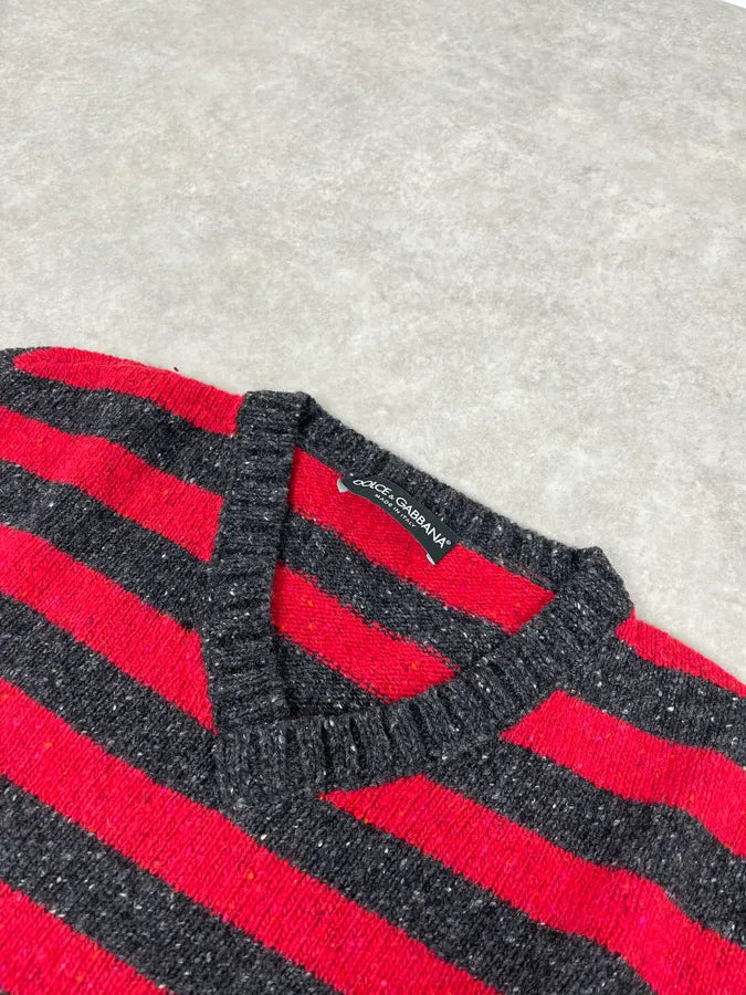 FW2011 Dolce & Gabbana Red & Grey Wool Striped Sweater ZNMfxFN 5