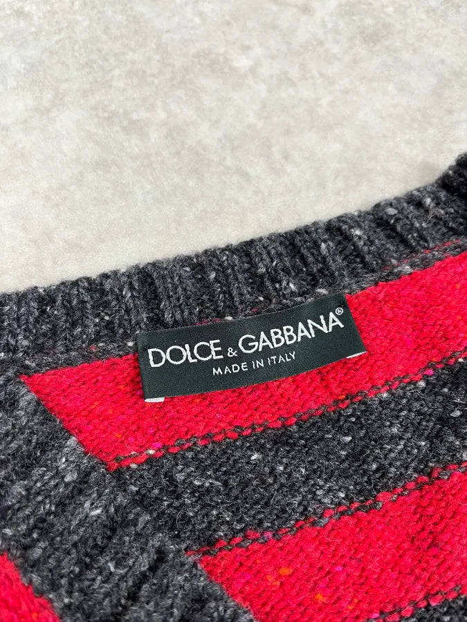 FW2011 Dolce & Gabbana Red & Grey Wool Striped Sweater ZNMfxFN 8