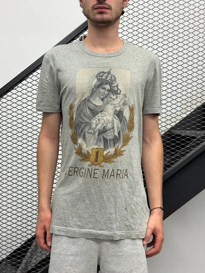 FW2011 Dolce & Gabbana Vergine Maria Grey Distressed T-Shirt HKGMCem 1