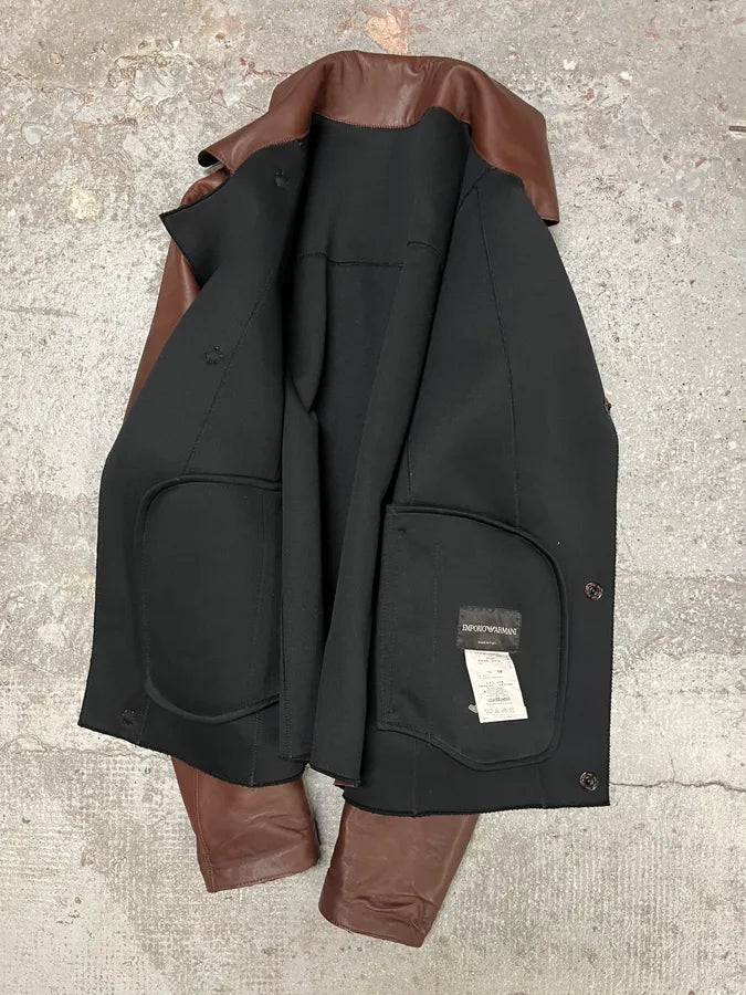 FW2011 Emporio Armani Imperial Asymmetrical Brown Leather Jacket (M/L) BWolekC 5