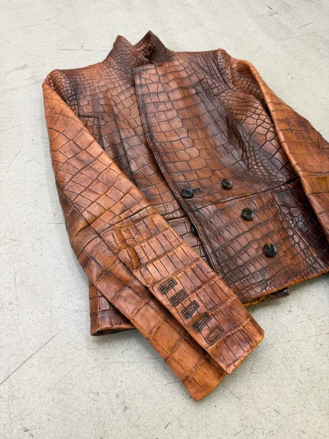 FW2011 Gucci Alligator Brown Premium Leather Jacket by Frida Giannini tCnQeze 5