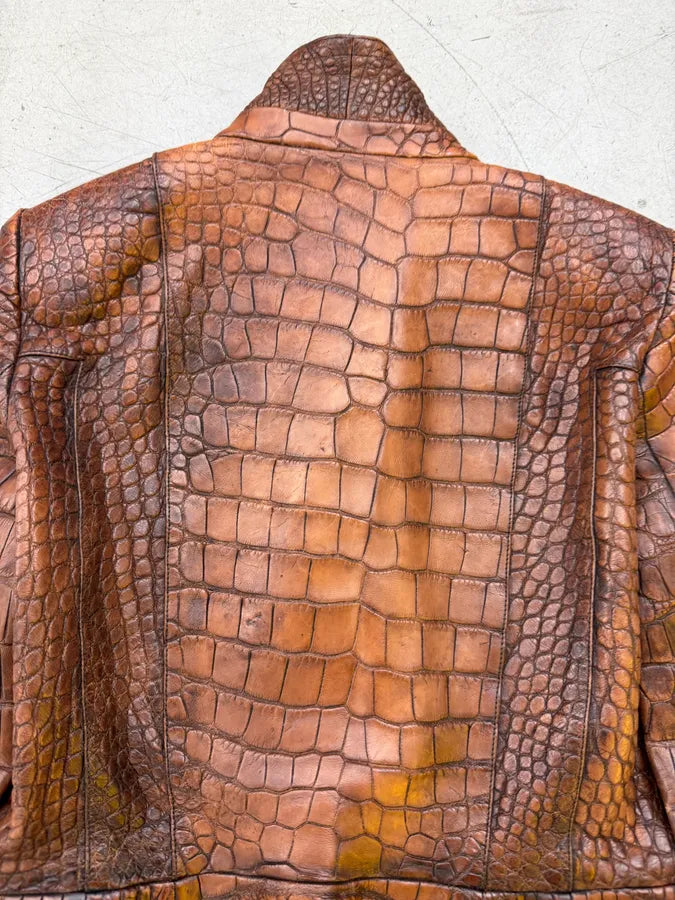 FW2011 Gucci Alligator Brown Premium Leather Jacket by Frida Giannini tCnQeze 8
