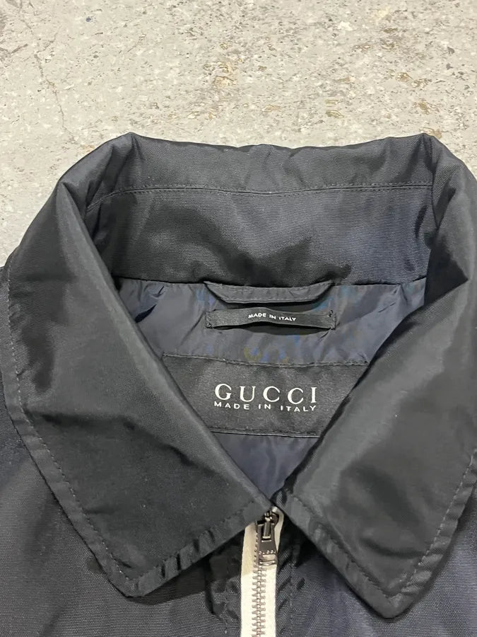 FW2011 Gucci Navy Nylon Web Stripe Bomber Jacket  GVyprNk 4