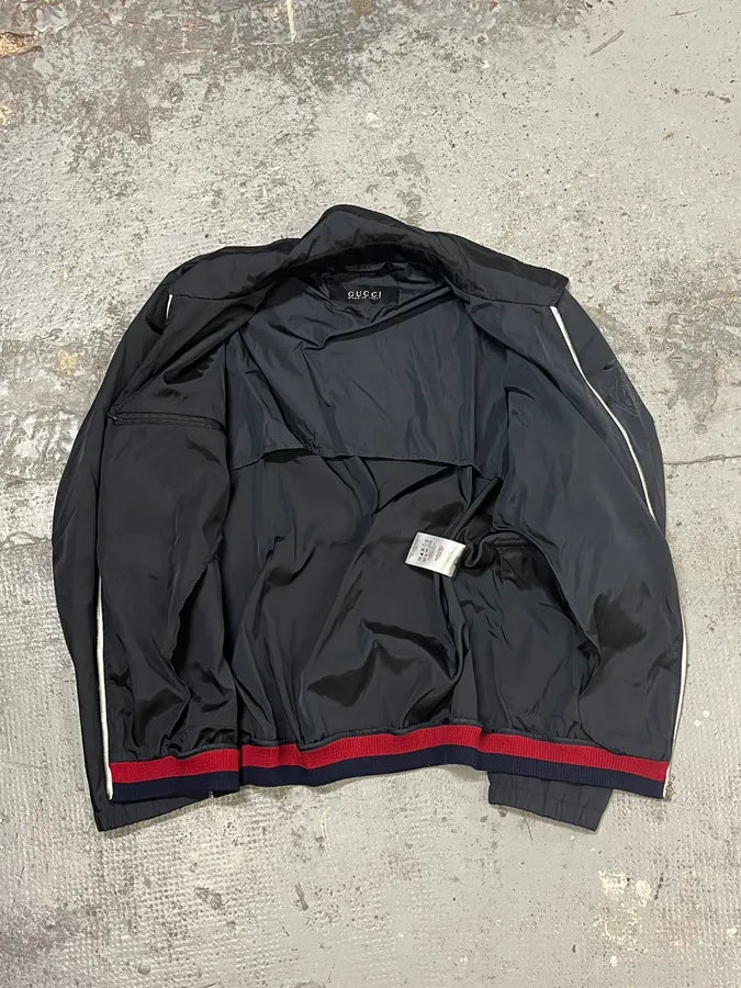 FW2011 Gucci Navy Nylon Web Stripe Bomber Jacket  GVyprNk 7