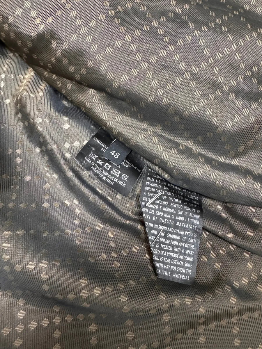 FW2011 Gucci Olive Ostrich Leather Biker Jacket rwqxOxy 11