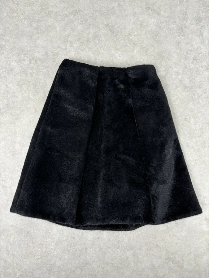 FW2011 Jil Sander Black A-Line Faux Pony Hair Skirt LPhgqDE 0