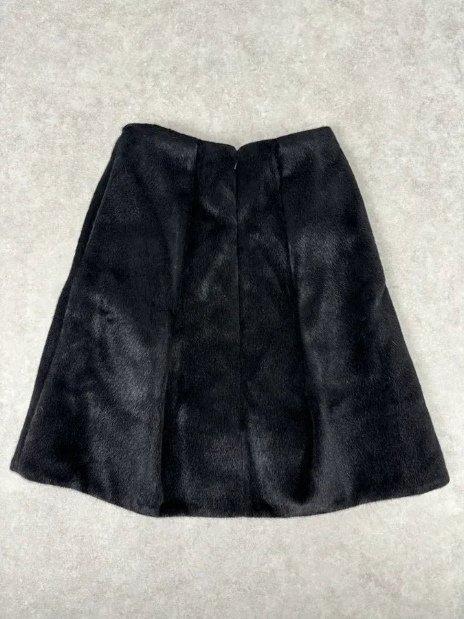 FW2011 Jil Sander Black A-Line Faux Pony Hair Skirt LPhgqDE 5