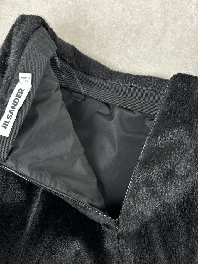 FW2011 Jil Sander Black A-Line Faux Pony Hair Skirt LPhgqDE 8