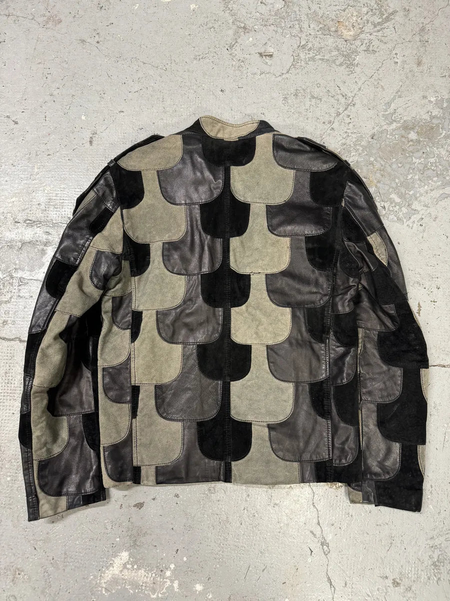 FW2011 John Richmond Contemporary Patchwork Hybrid Suede Leather Biker Jacket (M) wIYtToD 3