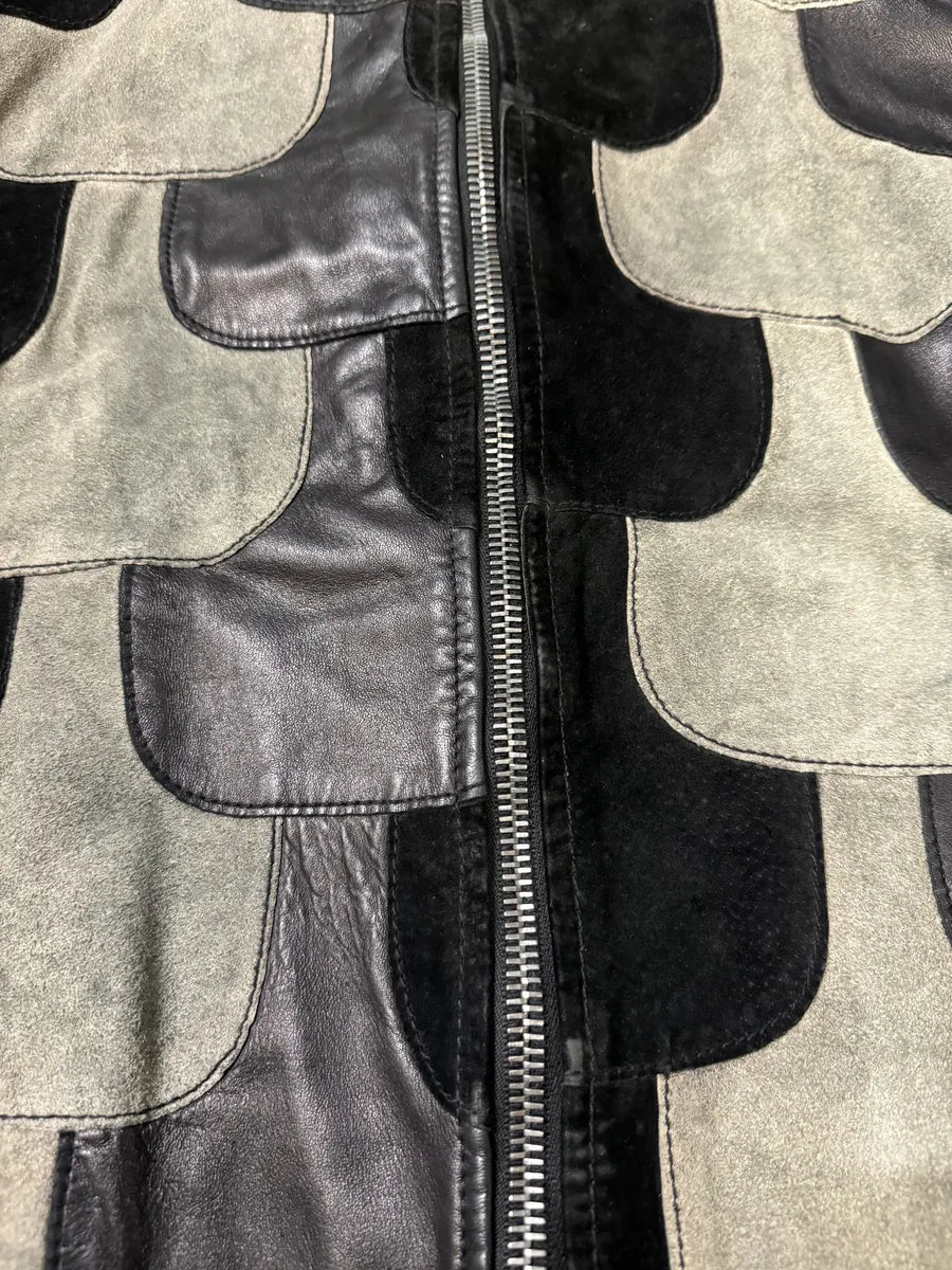 FW2011 John Richmond Contemporary Patchwork Hybrid Suede Leather Biker Jacket (M) wIYtToD 6