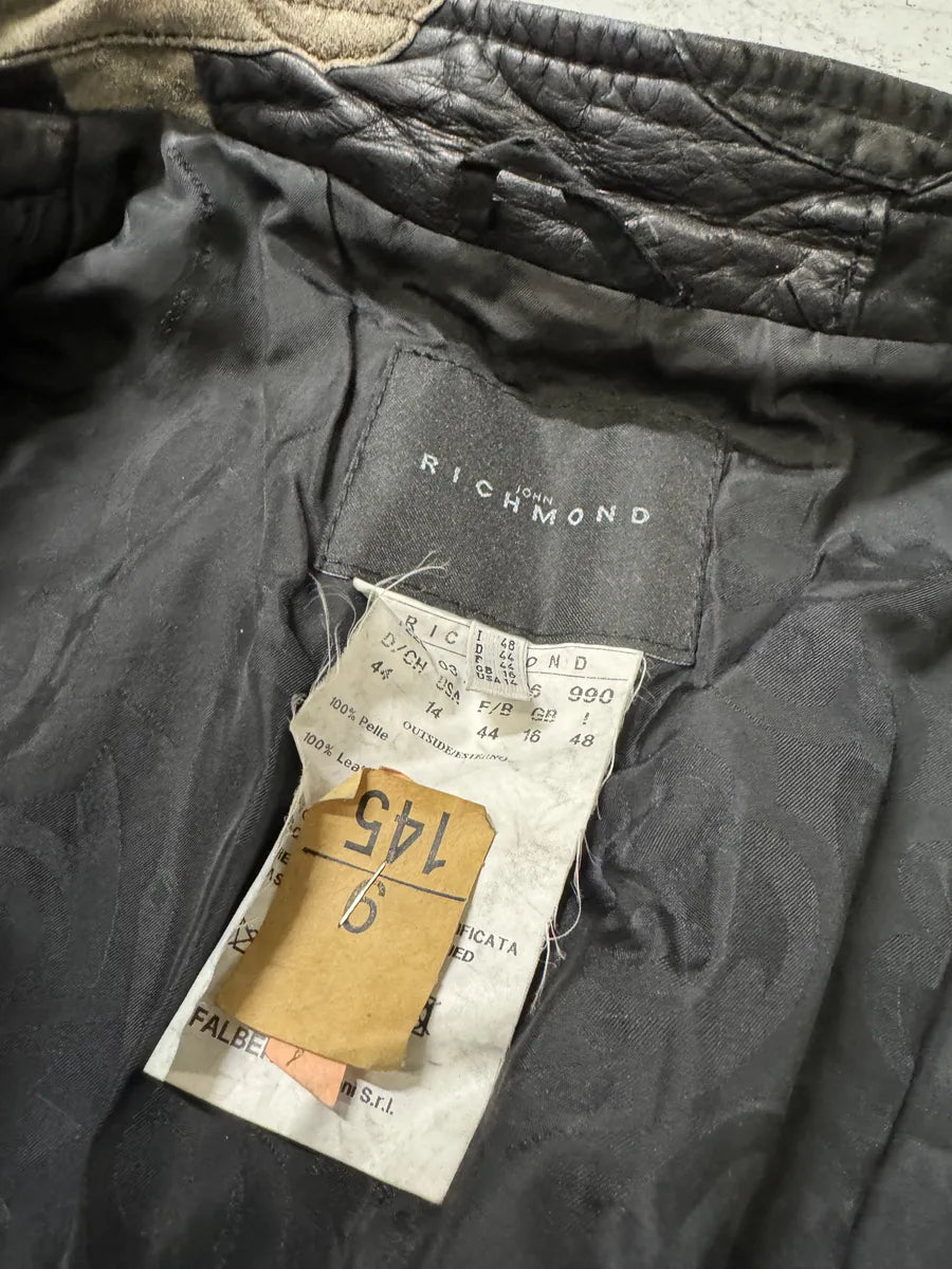 FW2011 John Richmond Contemporary Patchwork Hybrid Suede Leather Biker Jacket (M) wIYtToD 9