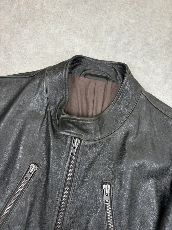 FW2011 Maison Margiela 5 Zip Green Dark Leather Multi-Zip Biker Jacket LrqEZcf 3