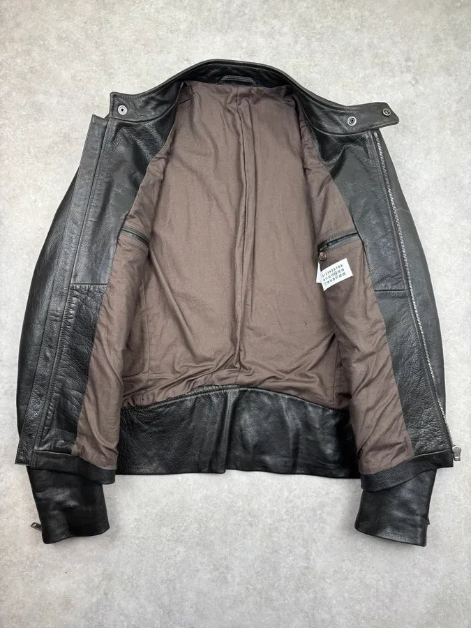FW2011 Maison Margiela 5 Zip Green Dark Leather Multi-Zip Biker Jacket LrqEZcf 6