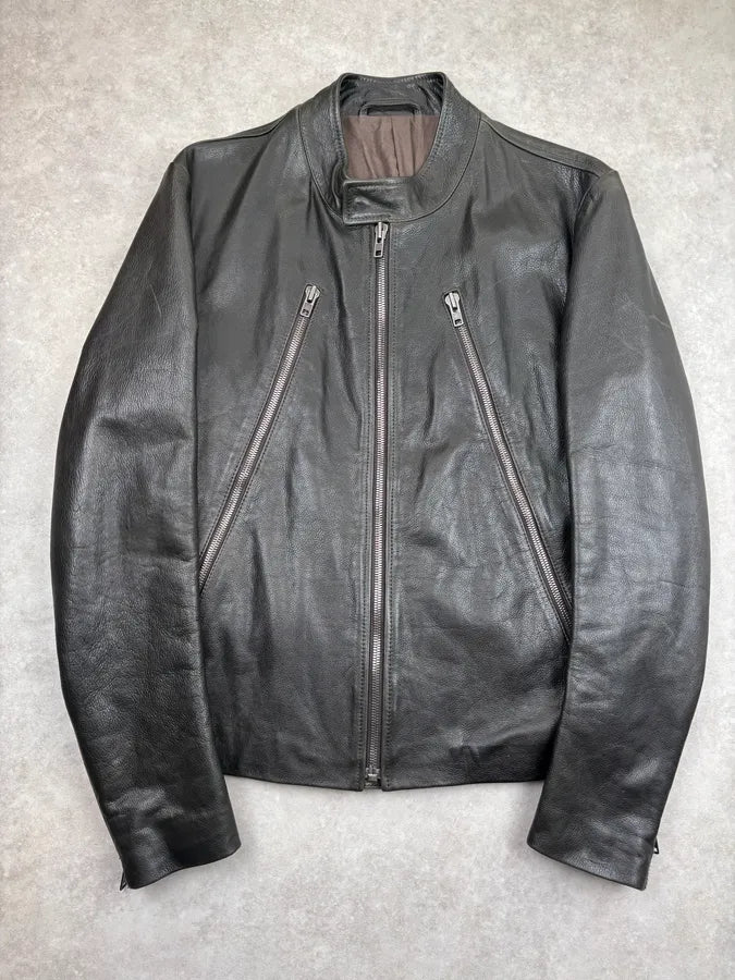 FW2011 Maison Margiela Green Dark Leather Multi-Zip Biker Jacket LrqEZcf 0