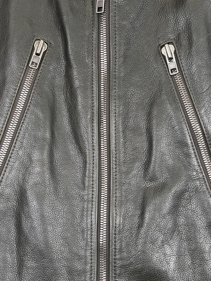 FW2011 Maison Margiela Green Dark Leather Multi-Zip Biker Jacket LrqEZcf 7