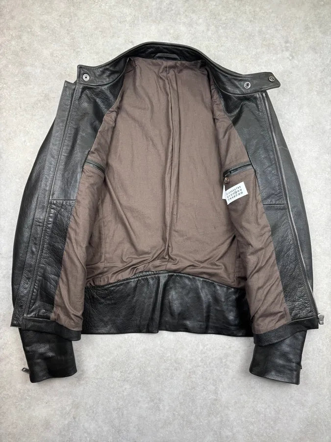 FW2011 Maison Margiela Green Dark Leather Multi-Zip Biker Jacket LrqEZcf 6