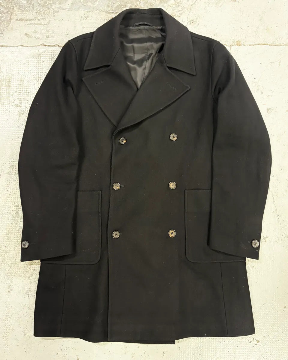 FW2011 Miu Miu Black Wool Double-Breasted Coat HrRpYVs 0