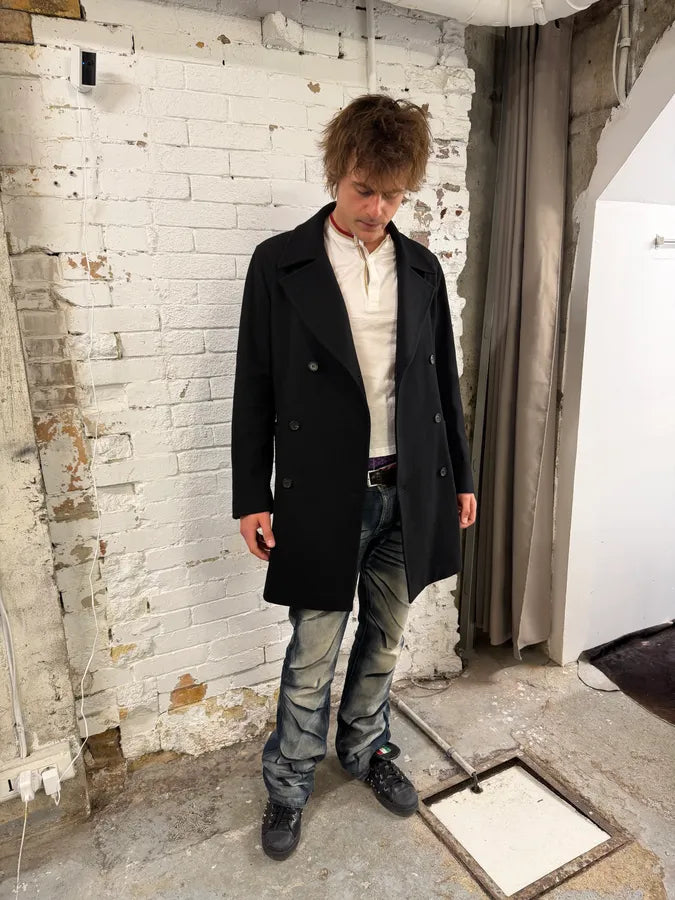 FW2011 Miu Miu Black Wool Double-Breasted Coat HrRpYVs 2