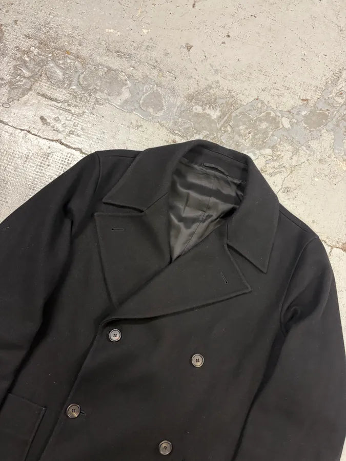 FW2011 Miu Miu Black Wool Double-Breasted Coat HrRpYVs 4