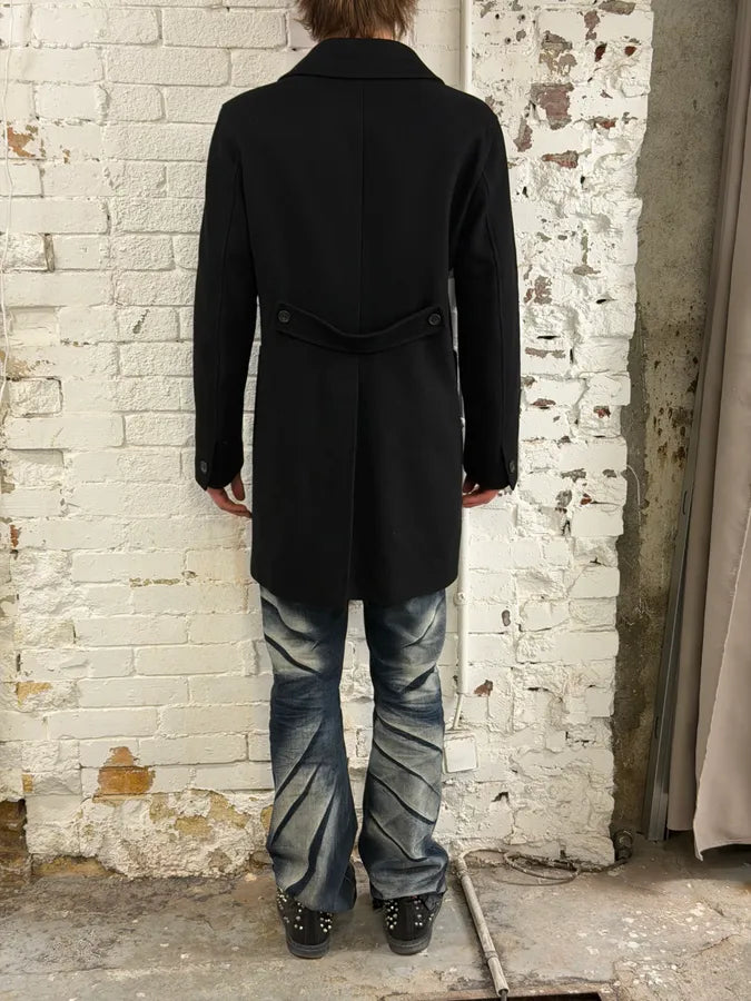 FW2011 Miu Miu Black Wool Double-Breasted Coat HrRpYVs 3