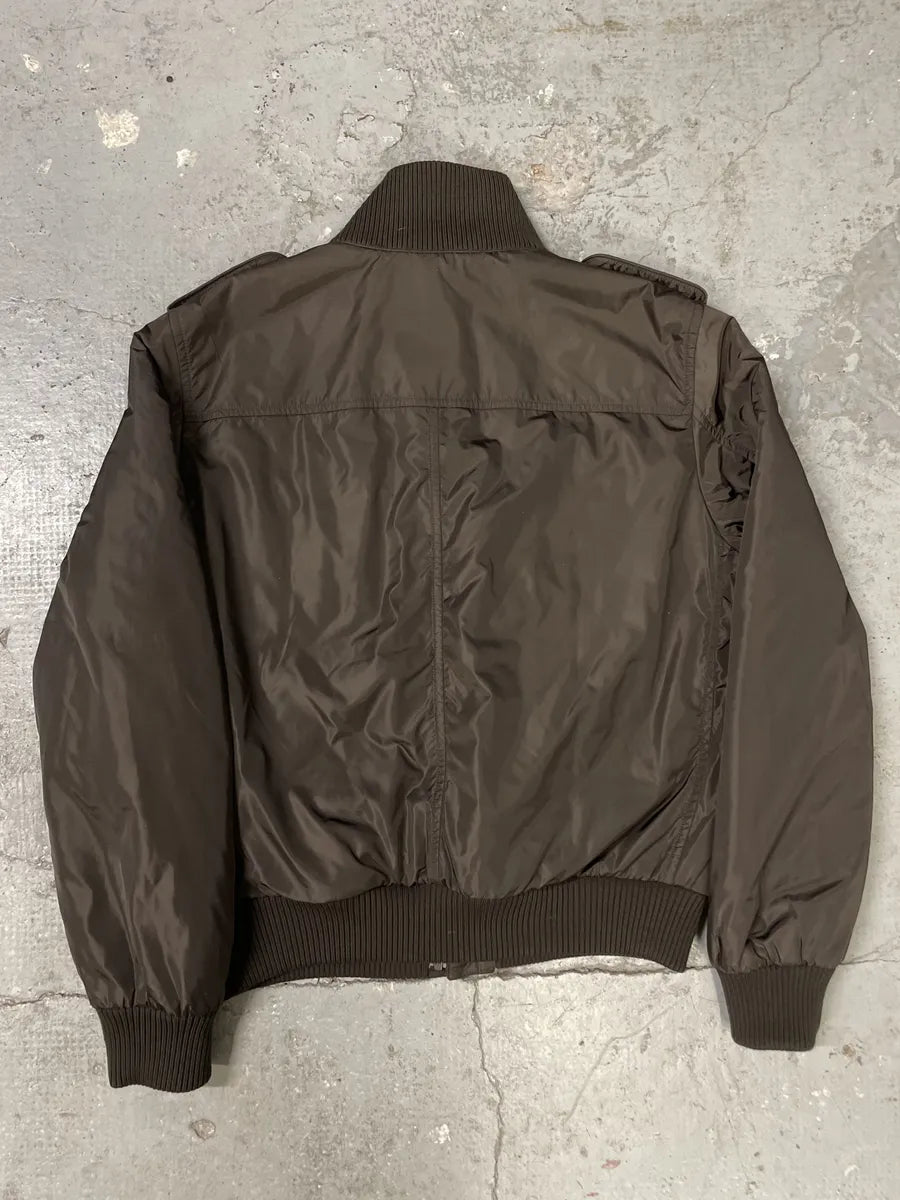 FW2011 Prada Brown Buttoned Tactical Nylon Bomber Jacket (M) OwPdyWg 1
