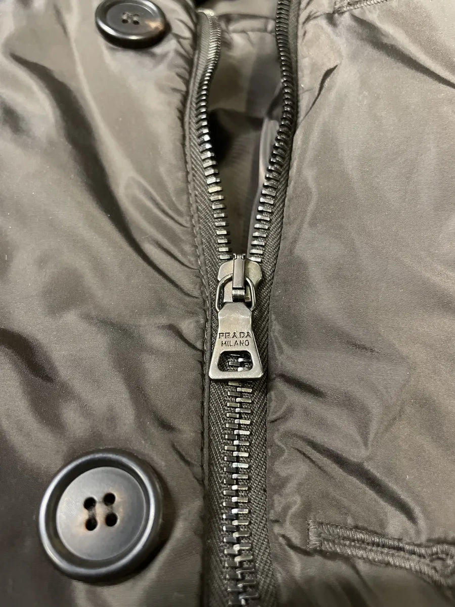 FW2011 Prada Brown Buttoned Tactical Nylon Bomber Jacket (M) OwPdyWg 5