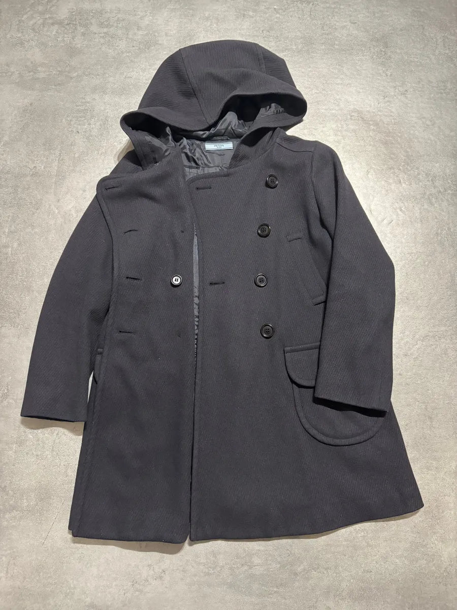 FW2011 Prada Navy Asymmetrical Wool Duffle Coat (XS) 2